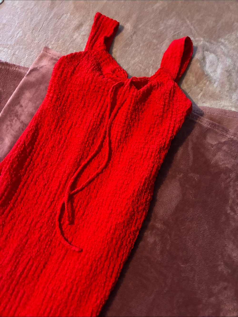Forever 21 Red Textured Tie-Front Sleep Slip